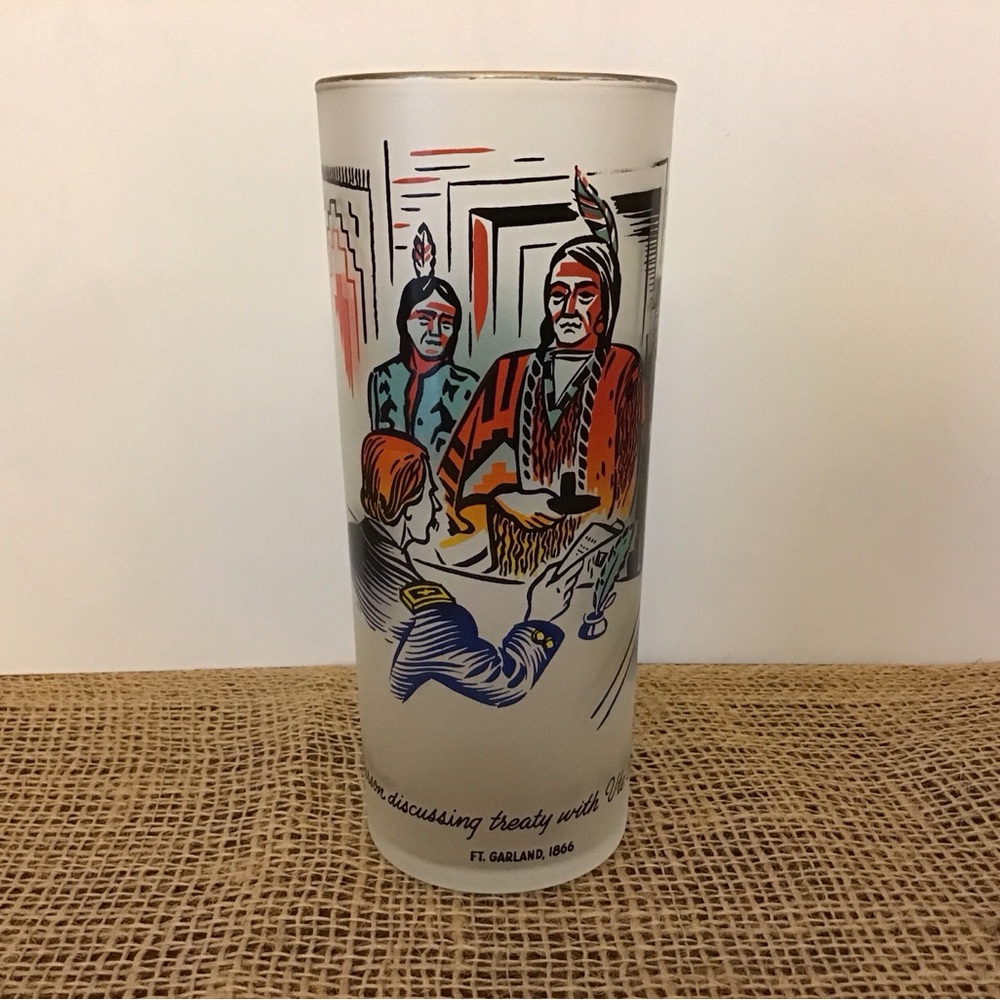 Vintage 50’s Colorado Centennial Commemorative Kit Carson Ute Chief Ouray Glass